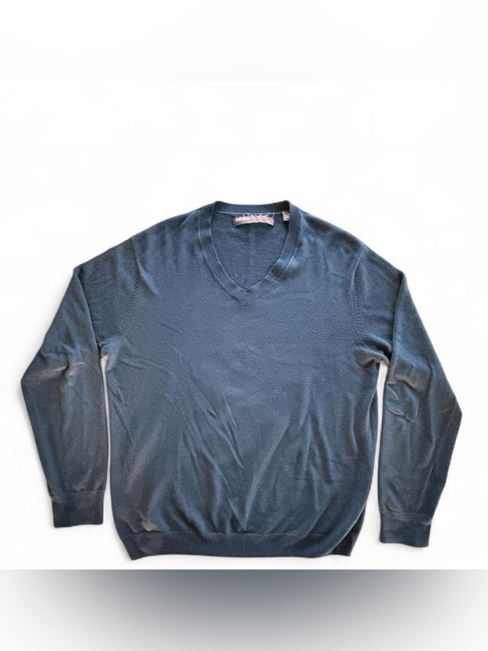 Black Perry Ellis Men's V-Neck Sweater Medium Preppy Minimalist Cotton Blend